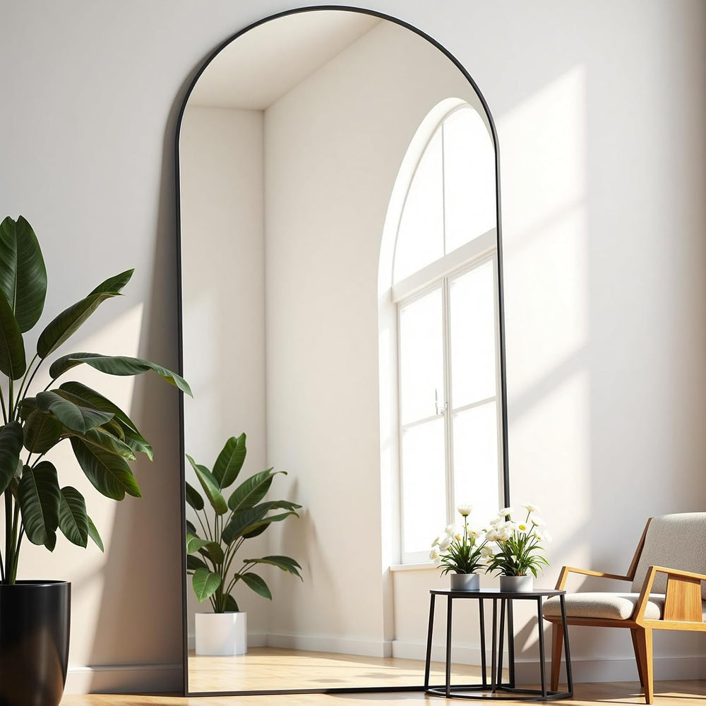 Full Length Mirror, 70"x26" Arched Full Body Mirror, Black