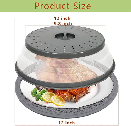 12“ Large Microwave Splatter Cover & Silicone Mat, 12 Inchs Vented Collapsible - Image 2