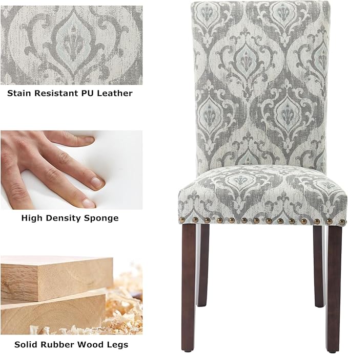 COLAMY Upholstered Parsons Dining Chairs Set of 4, Fabric Dining Room Kitchen...