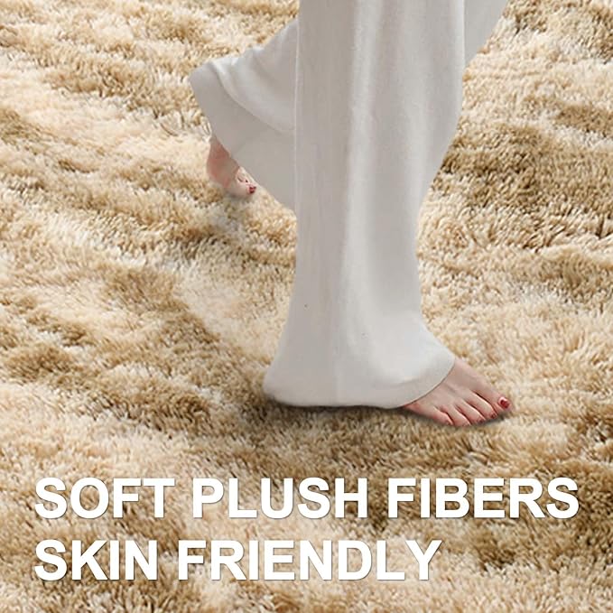 Area Rugs for Living Room, Tie-Dyed 5x7 Feet Soft Fluffy Shagg Plush Rug High - Image 4
