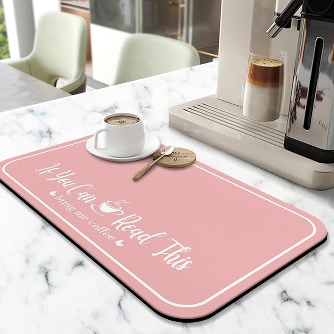 Coffee Bar Mat for Countertops 19inx12in, Absorbent Hide Stain Anti-Slip Cafe - Image 2