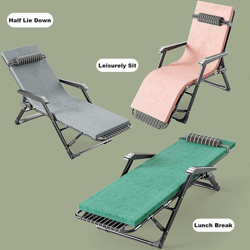 Lawn Recliner Folding Portable Chaise Lounge, Gravity Chair with Detachable L...