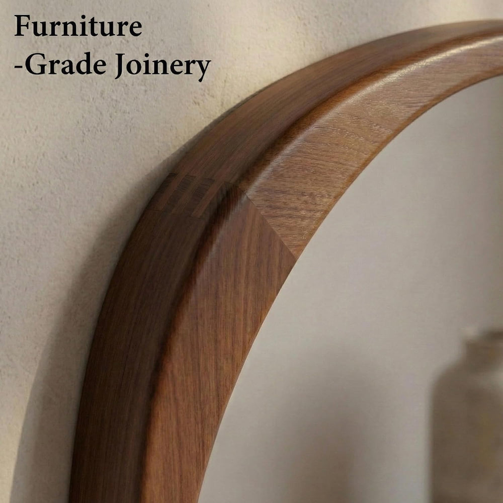 Solid Wood 48"x24" Dark Walnut Large Organic Irregular Wall Mirror
