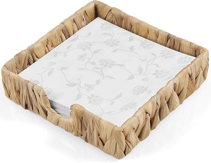 Napkin Holder for Table, Woven Water Hyacinth Napkin Holders For Paper Napkins by Unknown