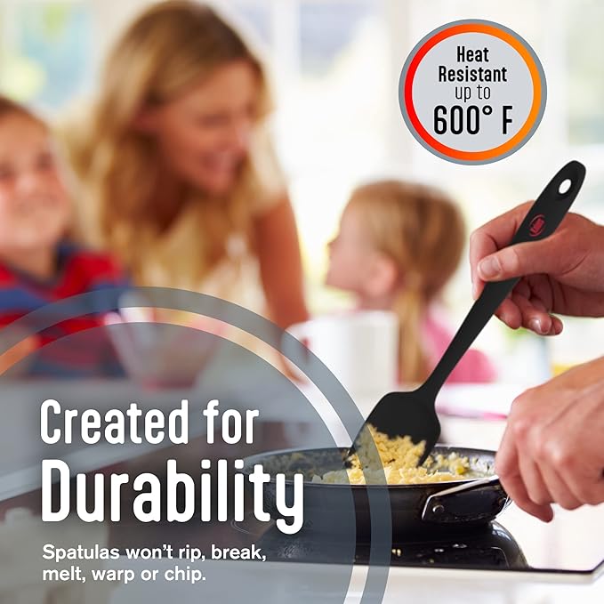 Kaluns Silicone Spatula Set, 4 Rubber Spatulas 600°F Heat Resistant, Nonstick - Image 3
