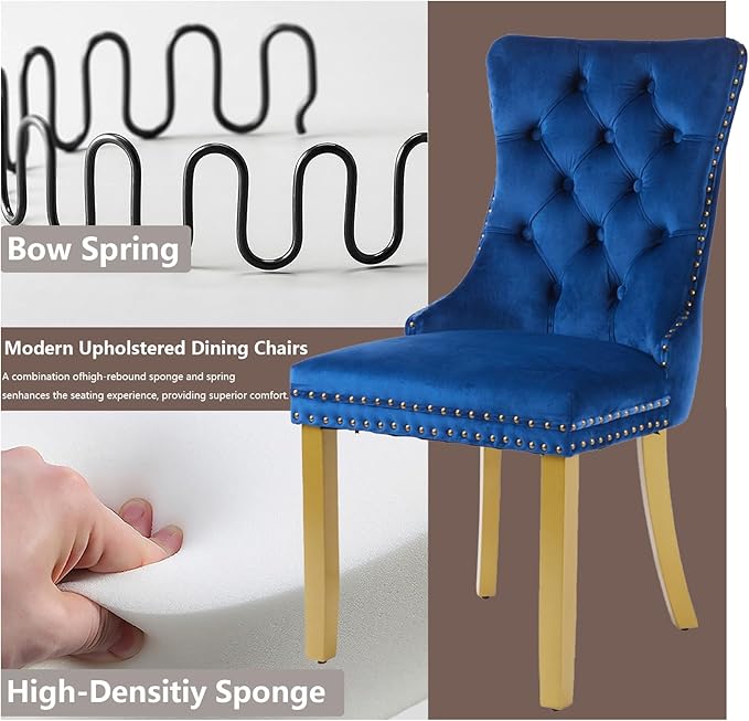 Velvet Dining Chairs Set of 2, Modern Tufted Dining Room Chair, Upholstered D...