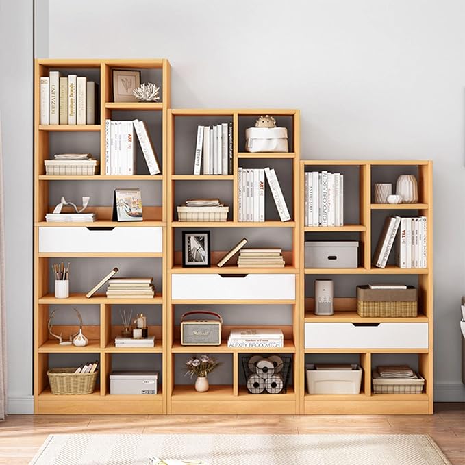 IOTXY Wooden Open Shelf Bookcase - 61 Inches Height Freestanding Display Stor...