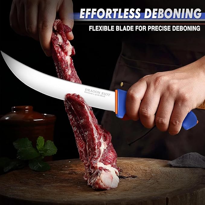 DRAGON RIOT 6 Pcs Butcher Knives Set, Meat Processing Knife Set