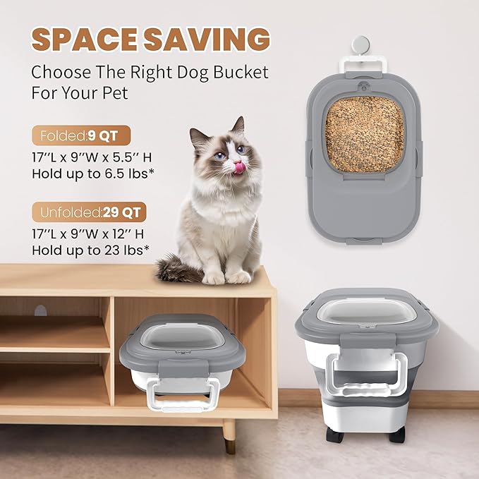 15-23 Lbs Airtight Dog Food Storage Container, Collapsible Dog Food Container - Image 5