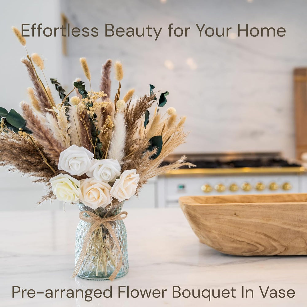 100pcs Artificial Flowers Arrangement With Vase, Dining Table Centerpiece