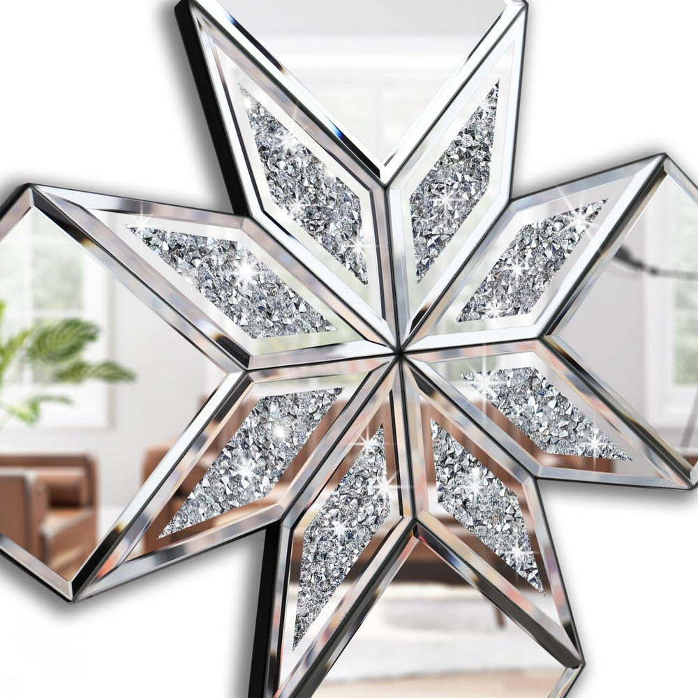 Crushed Diamond Decorative Mirror 2 Pack 16.75x16.75” Diamond Shape Glass Dec...