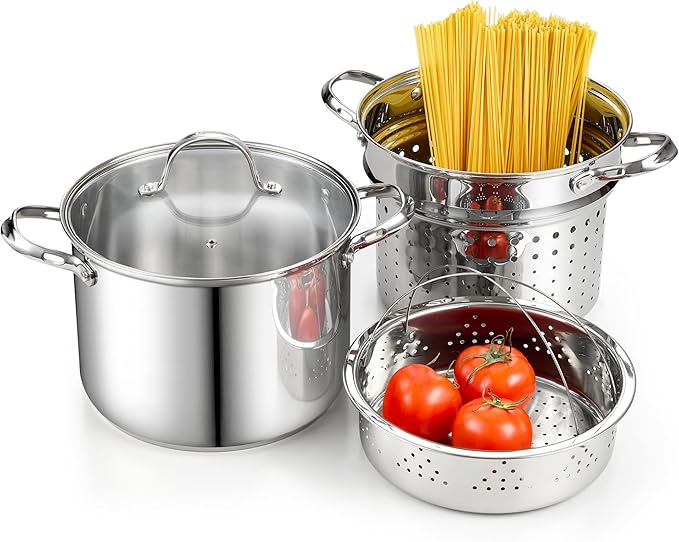 Cooks Standard Pasta Pot with Strainer Basket, 18/10 Stainless Steel 8 Quarts by CooksStandard