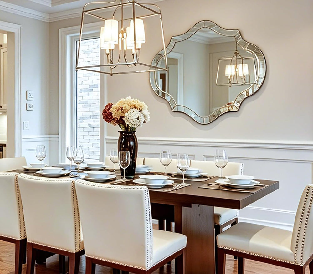 40"x28" Large Scalloped Beleved Decorative Mirror for Living Room