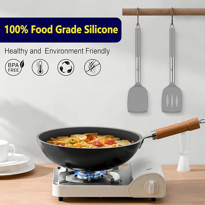 HOTEC Silicone Spatula Set of 2 Heat-Resistant 600°F & BPA-Free Kitchen - Image 6