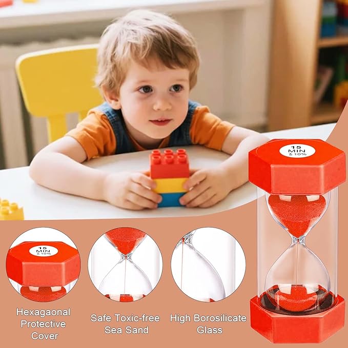 30 Minute Hourglass Sand Timer, Unbreakable Hexagon Sand Clock, Plastic Sand - Image 3