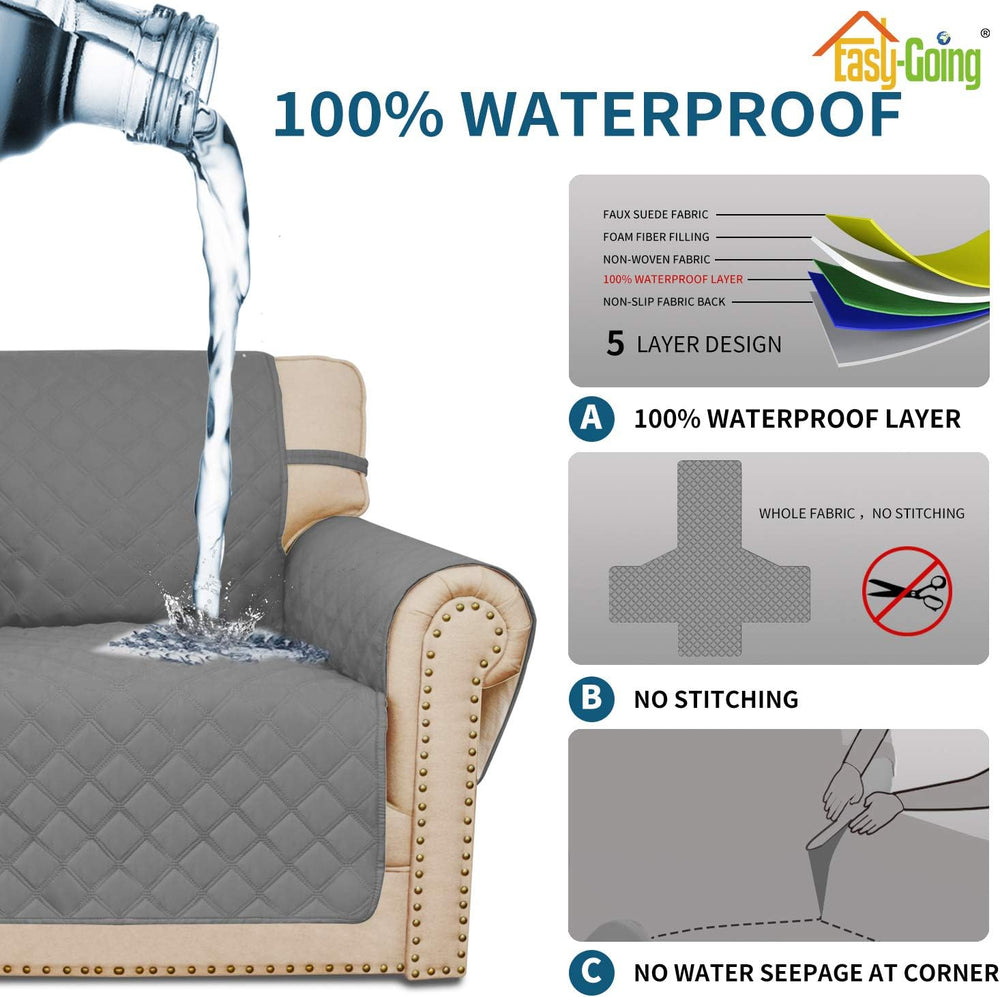 Easy-Going Waterproof Non-Slip Couch Cover, Oversized Sofa, Grey