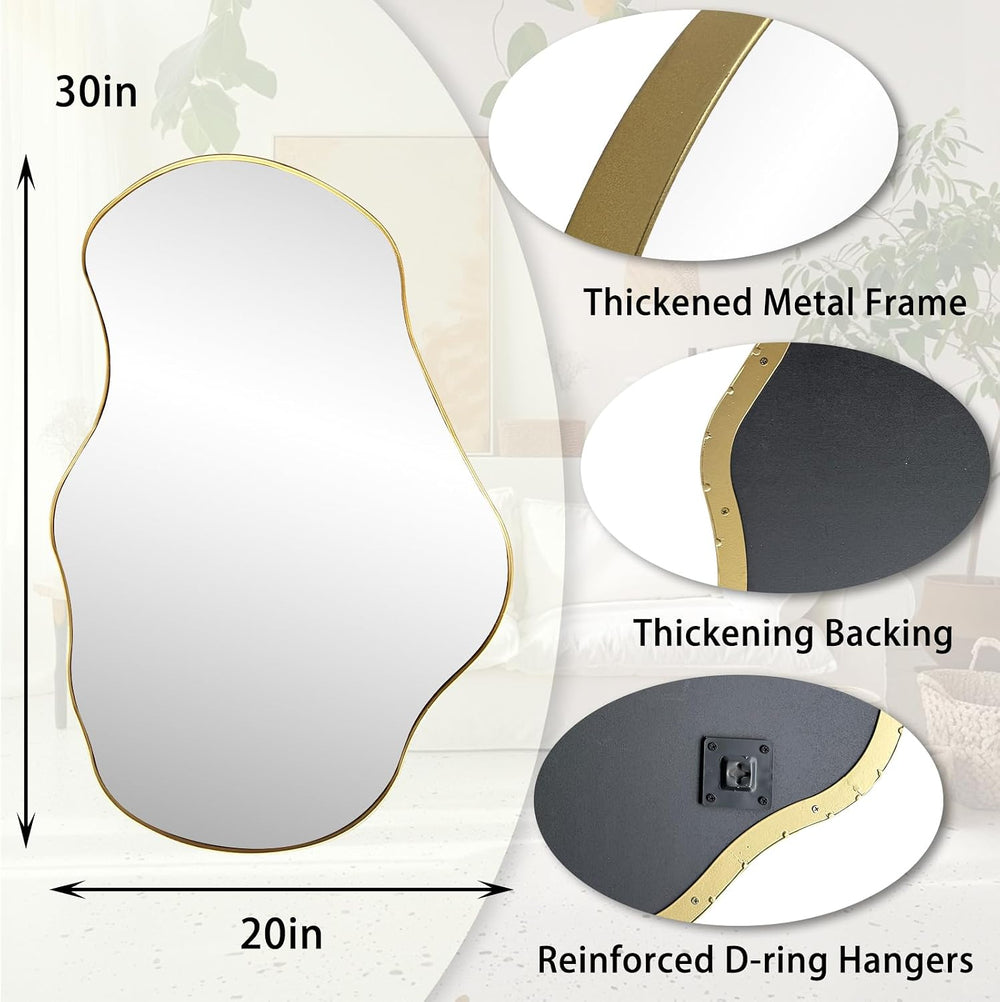 Irregular Wall Mirror, 30"x20" Asymmetrical Decorative Accent Mirro...