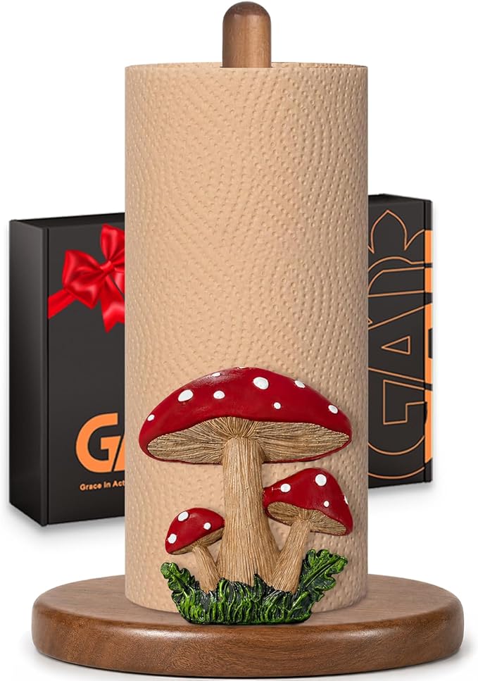 Mushroom Decor Paper Towel Holder, Cottage Core Decor by Unknown