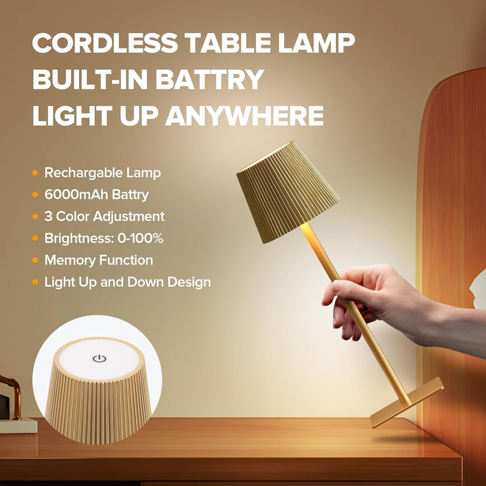 LUTEC 4 Pack Cordless Table Lamp,6000mAh Rechargeable Battery Operated Desk L...