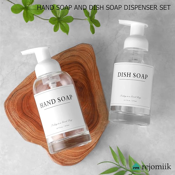 rejomiik 2 Pack Foaming Soap Dispenser Thick Glass Foam Hand Soap Dispenser - Image 5