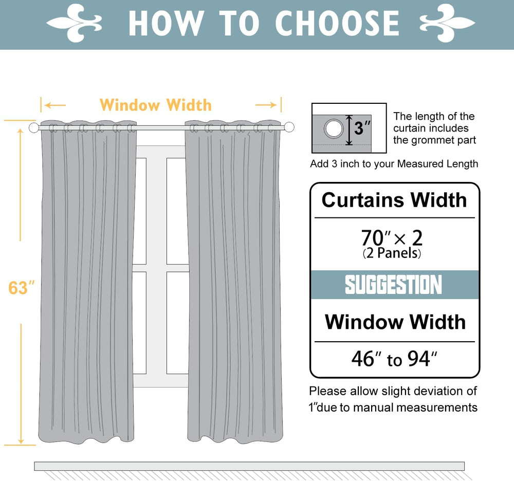 ChrisDowa Blackout Curtains for Bedroom and Living Room 70 Inches Wide