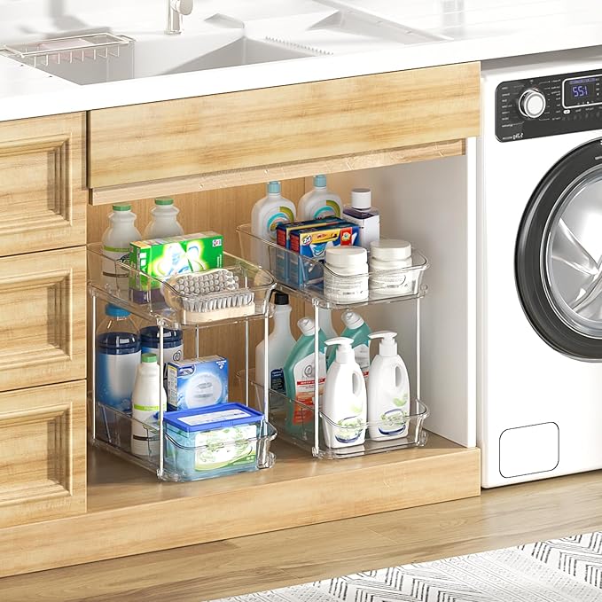 Delamu 2-Tier Under Sink Organizers and Storage, Pull Out Kitchen Pantry - Image 7