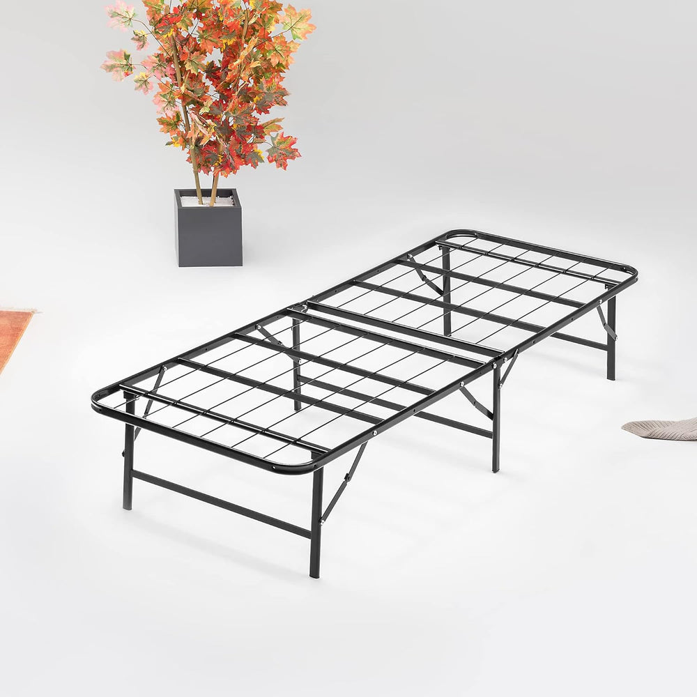 Nutan, 14-Inch Foldable Metal Platform Bed Frame with Tool Free Setup, Sturdy...