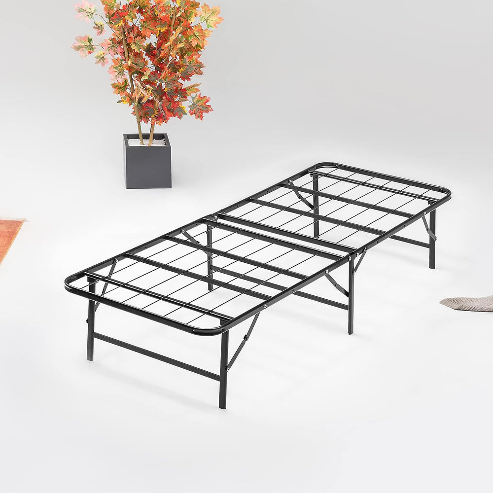 Nutan, 14-Inch Foldable Metal Platform Bed Frame with Tool Free Setup, Sturdy...
