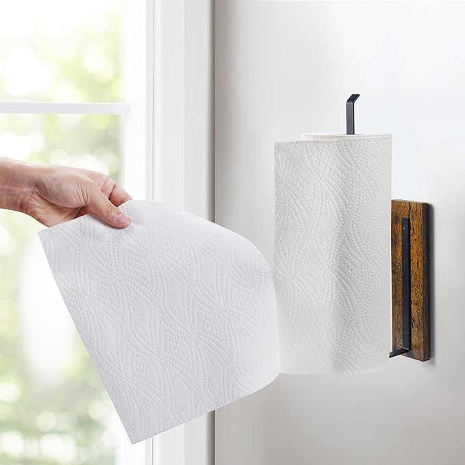 Magnetic Paper Towel Holder, Wood Farmhouse Heavy Duty Strong Magnet Backing - Image 3