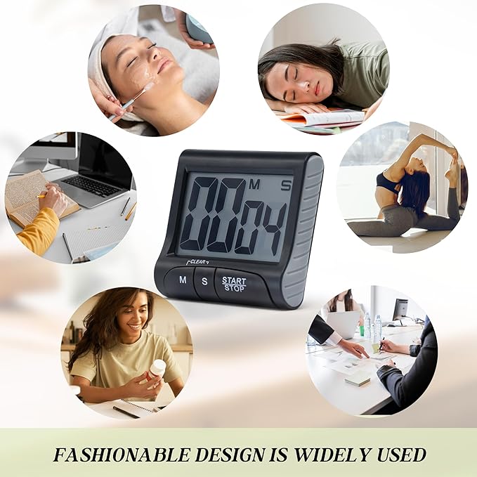 Large LCD Display Kitchen Timer -Magnetic Digital Timers, Loud Alarm, Memory - Image 3