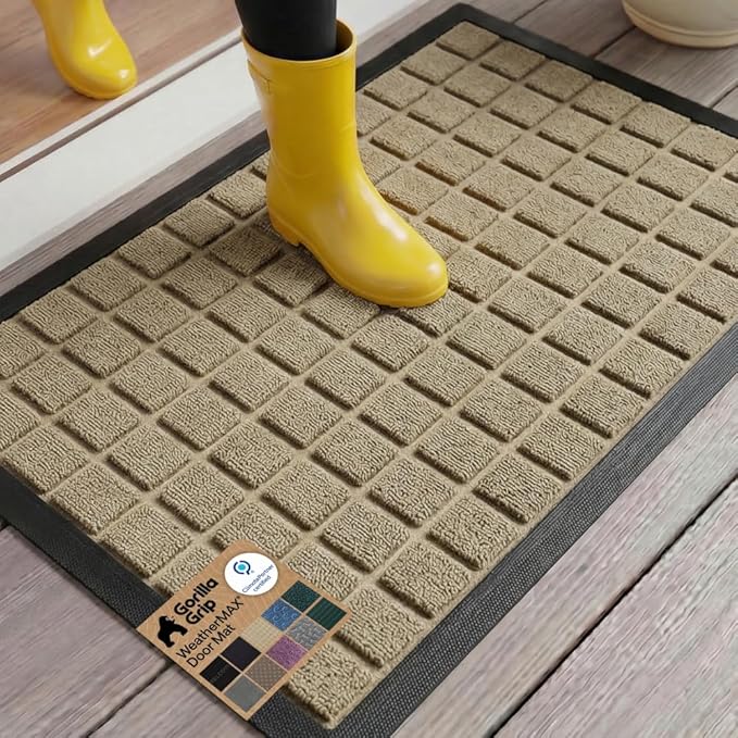 GORILLA GRIP 100% Waterproof All-Season WeatherMAX Doormat US Designed Natural by GorillaGrip