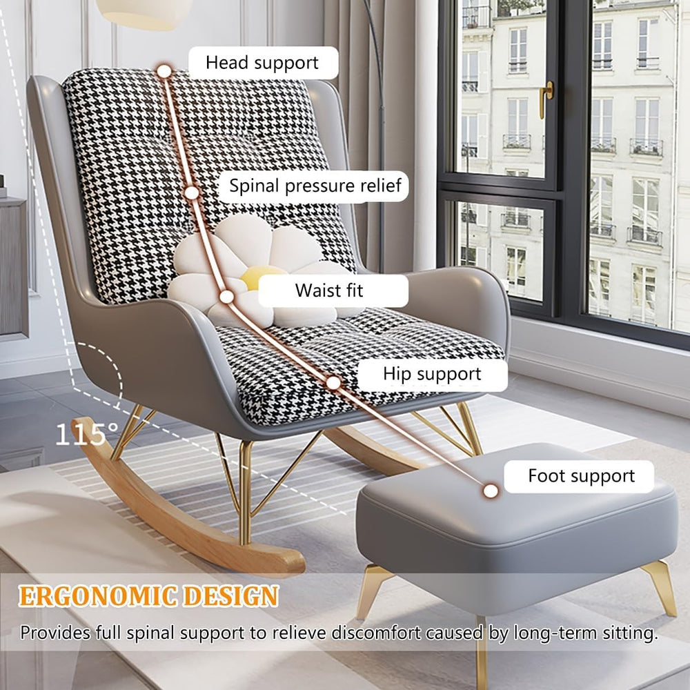 Oversized Rocking Chair with Cushion, Modern Accent Rocking Chair with PU and...