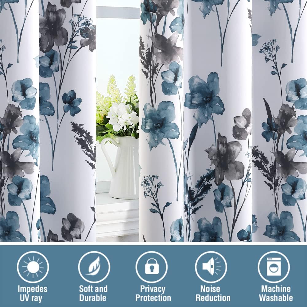 H.VERSAILTEX 100% Blackout Curtains 63 inch Length 2 Panels Set Cattleya Flor...