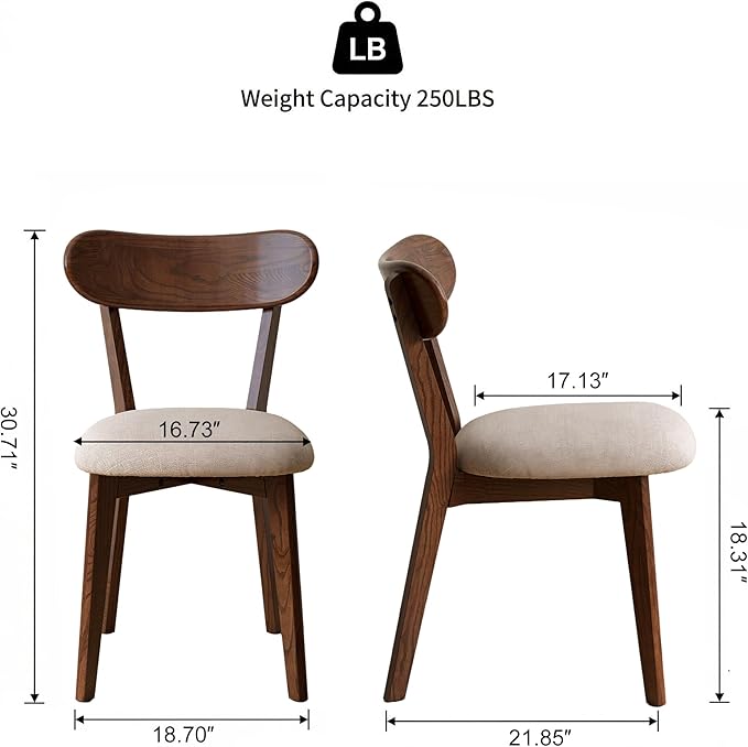 100% Solid Wood Dining Chairs,Mid Century Modern Dining Chairs with Upholster...