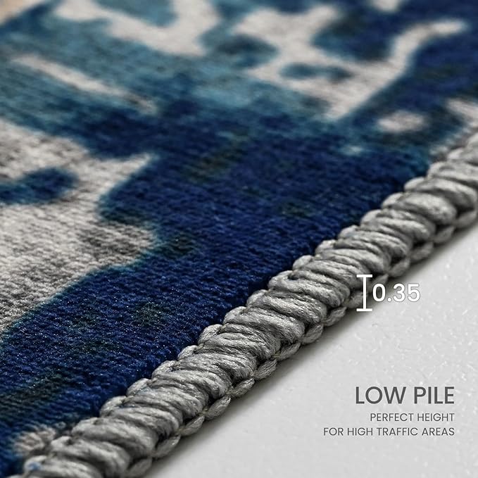 Ompaa Living Room Rug 5x8 Ultramarine Area Rug Machine Washable Boho Rug Non - Image 5