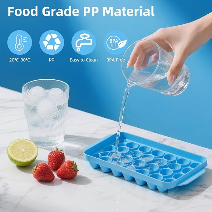 2 Pack Ice Cube Trays Set -with Lids, Storage Container & Ice Tongs, 66-Count - Image 3