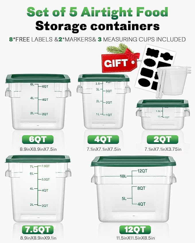 4L NSF Food Storage Containers: 4 PCS Commercial Clear Food Storage Containers - Image 9