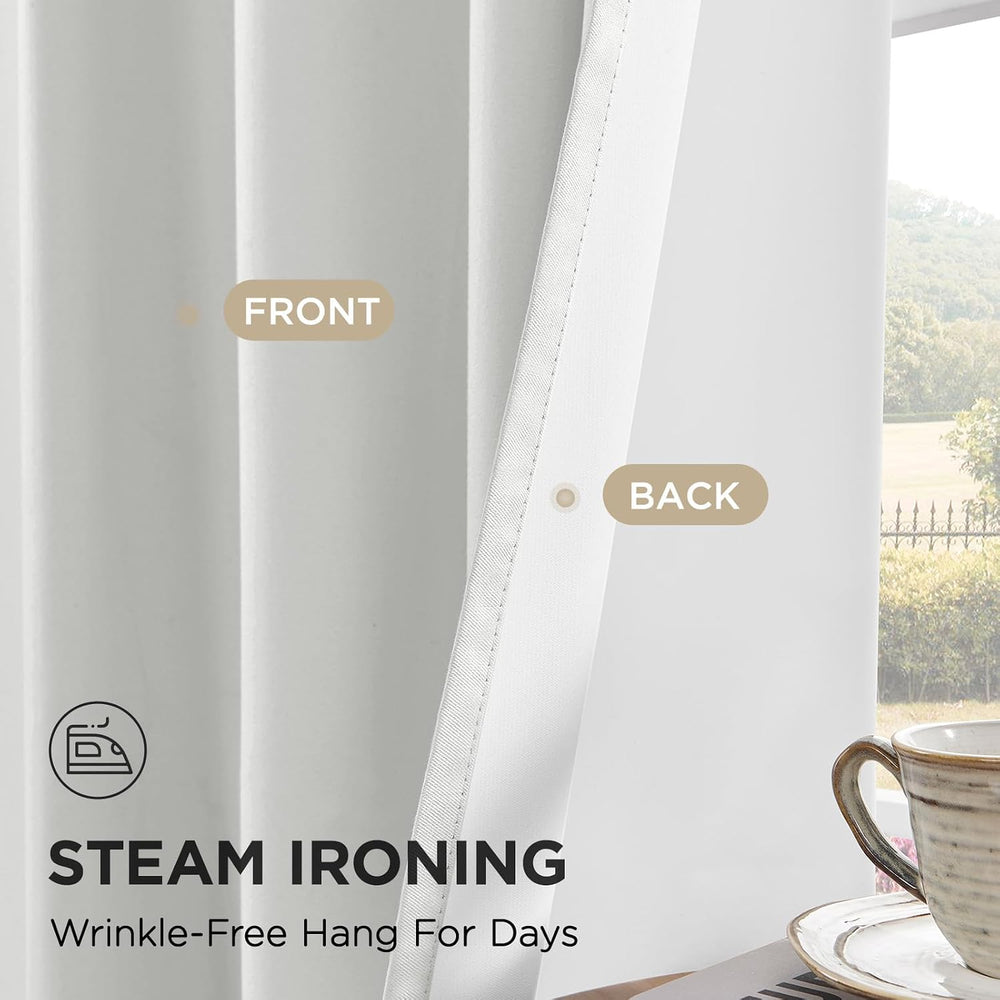 Joydeco White Blackout Curtains 96 Inches Long - 100% Blackout Curtain 2 Pane...