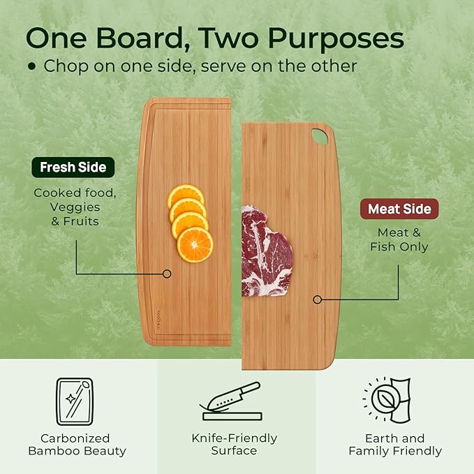 Keechee Dishwasher Safe Bamboo Cutting Boards 15.4x11.7in Heat-Resistant - Image 4