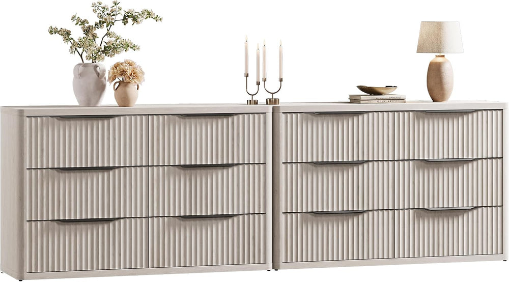 SICOTAS Bedroom Dresser with 12 Deep Wide Large Fluted Drawers for Closet