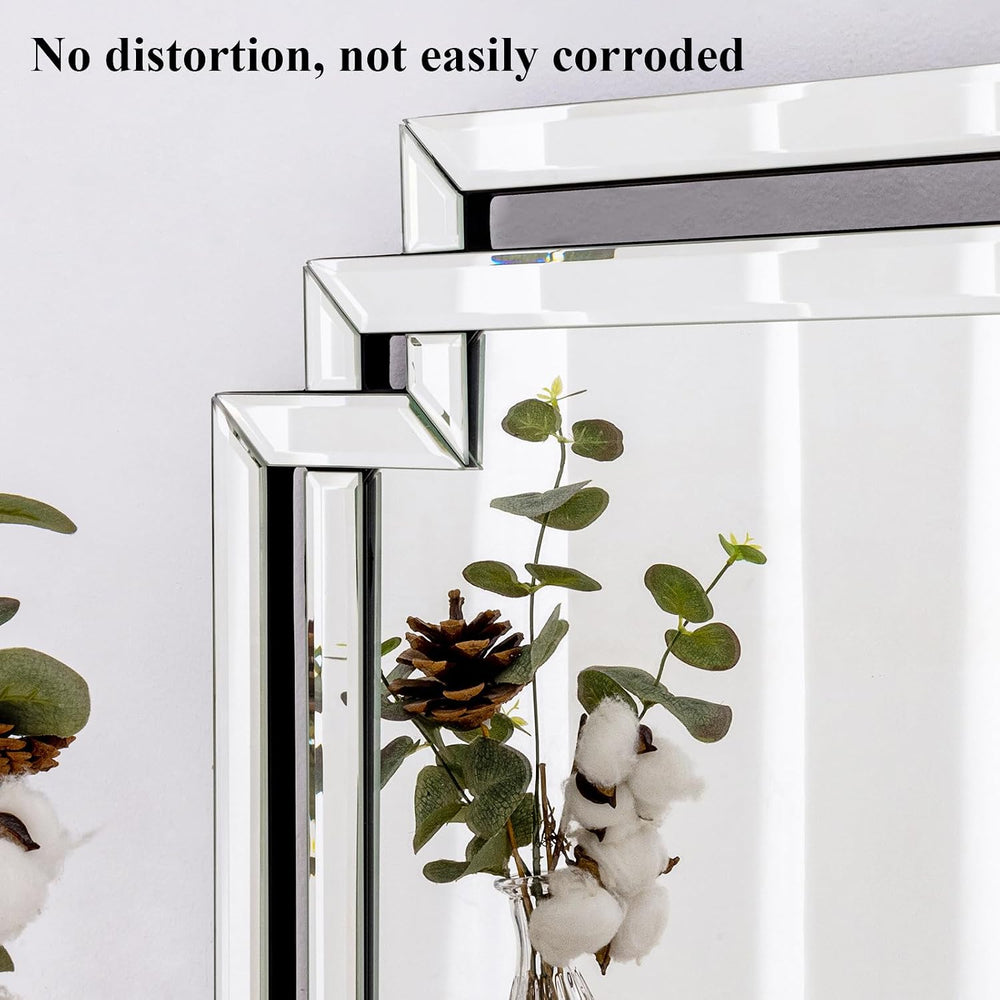 32" X 47" Large Bathroom Wall Mirror with Glass Pieces and Beveled ...