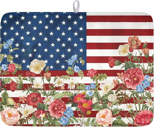 4th of July Dish Drying Mat 24x18 Inch, Patriotic Drying Mat by Trongr