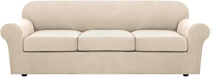 4 Piece Stretch Sofa Covers for 3 Cushion Couch Covers Furniture Slipcovers for by HVERSAILTEX