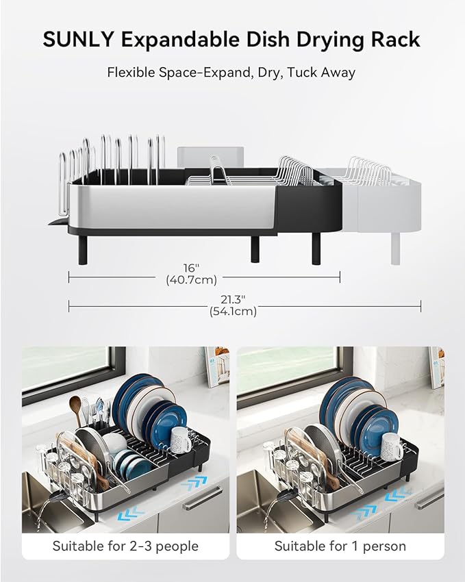 SUNLY Expandable Dish Drying Rack, Versatile Brackets