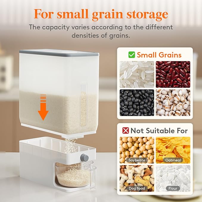 Lifewit 2 Pack Rice Dispenser 25 Lbs, Rice Storage Container Sealed Moisture - Image 6