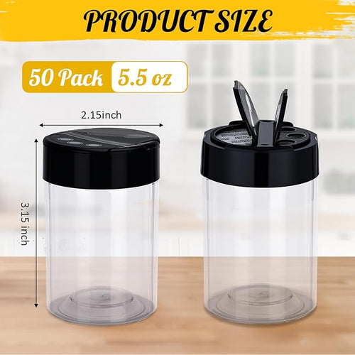 50 Pack 5.5 oz Spice Jars Plastic Clear Empty Bottles - Image 2
