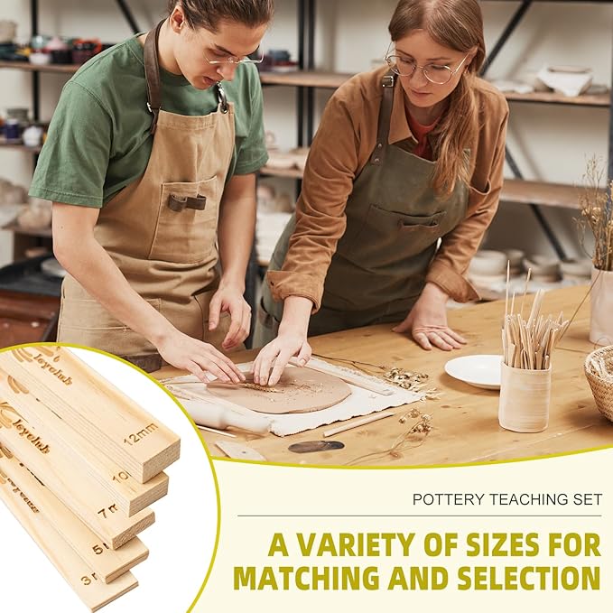 Pottery Rolling pin Guides, Clay Tools, 5-Size Mud Stick Guide - Image 8