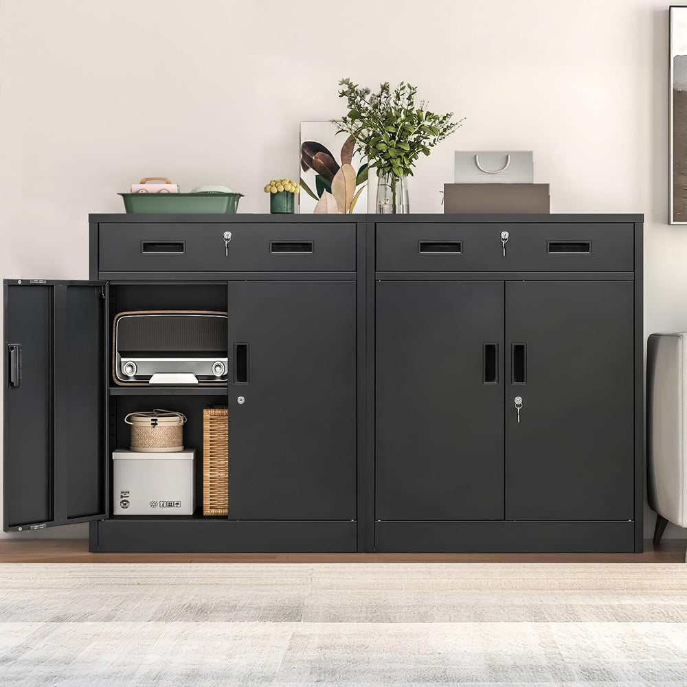 Metal Storage Cabinet, 36" H x 28" W x 16" D Locking Cabinet w...