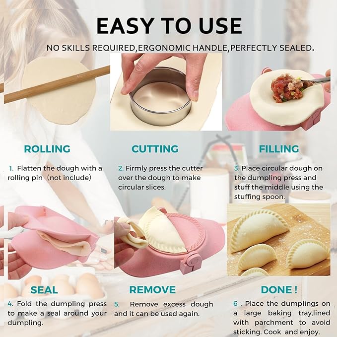 Empanada Maker Press, 6 Inch Extra Large Dumpling Maker Set - Image 7