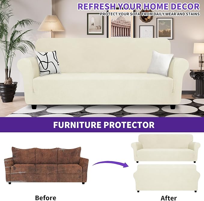 ZNSAYOTX Oversized Super Stretch Couch Cover, New Striped Sofa Covers - Image 2